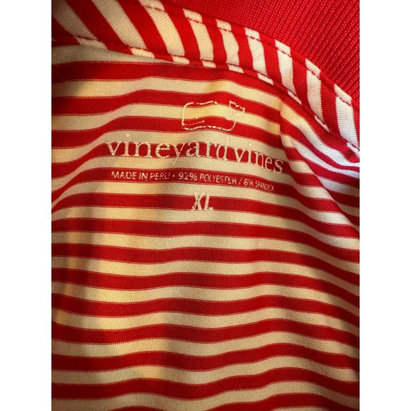 Vineyard Vines Performance Polo Shirt Men’s XL Red White Striped Preppy Academia - Picture 2 of 8